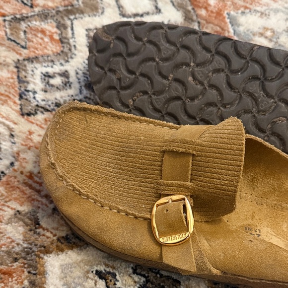 Birkenstock Women's Suede Embossed Buckley Clogs in Corduroy Cork Brown EU 38 8 - Picture 6 of 6